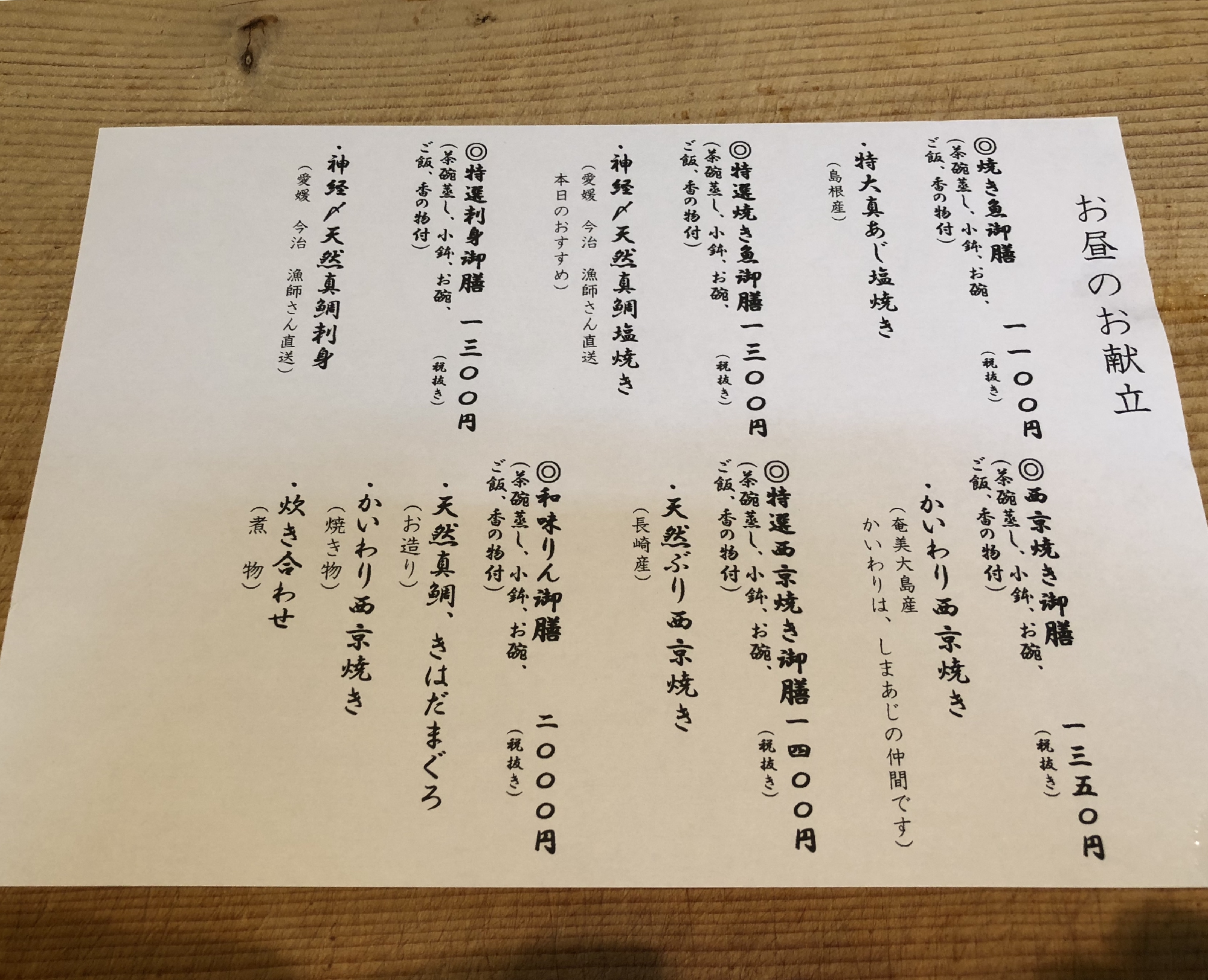 本日のランチ